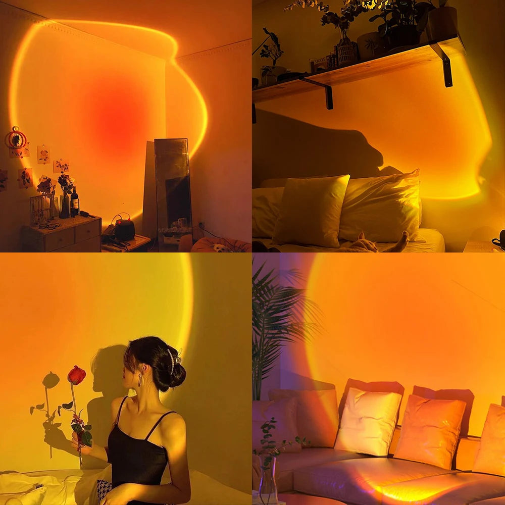 USB LED Sunset Lamp LED Rainbow Neon Night Light Projector Home Decor Mood Light For Bedroom Living Room Wall Photography Gift